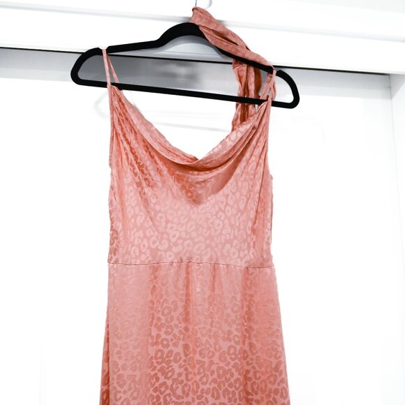 LPA Small 100% Silk Pink Animal Print Cowl Neck Maxi Dress Slip Maxi Dress - Picture 3 of 8